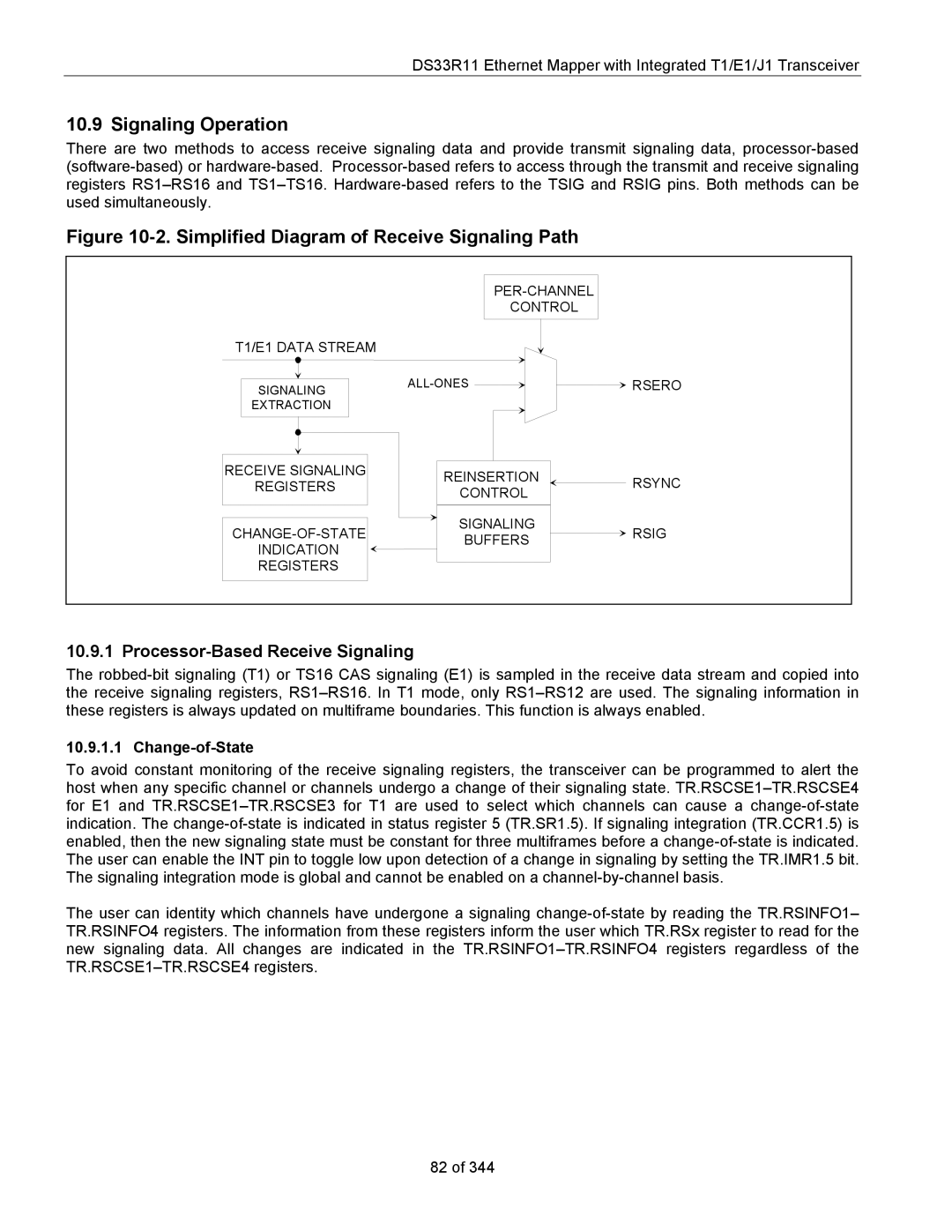 Maxim DS33R11 specifications Signaling Operation, Processor-Based Receive Signaling, Change-of-State 