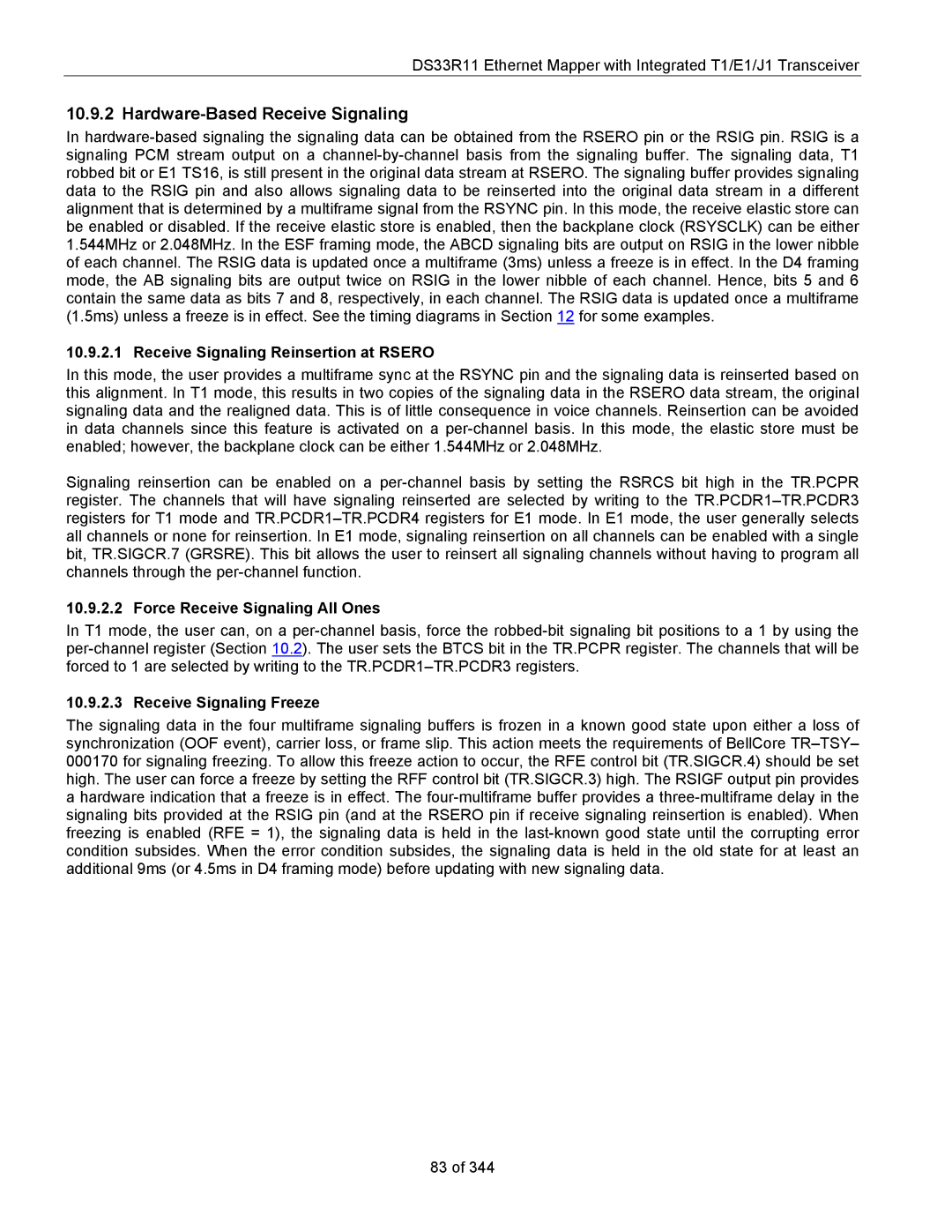 Maxim DS33R11 Hardware-Based Receive Signaling, Receive Signaling Reinsertion at Rsero, Force Receive Signaling All Ones 