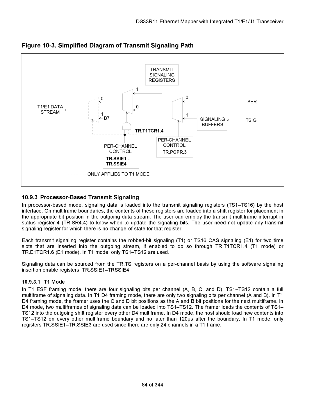 Maxim DS33R11 specifications Processor-Based Transmit Signaling, 10.9.3.1 T1 Mode 