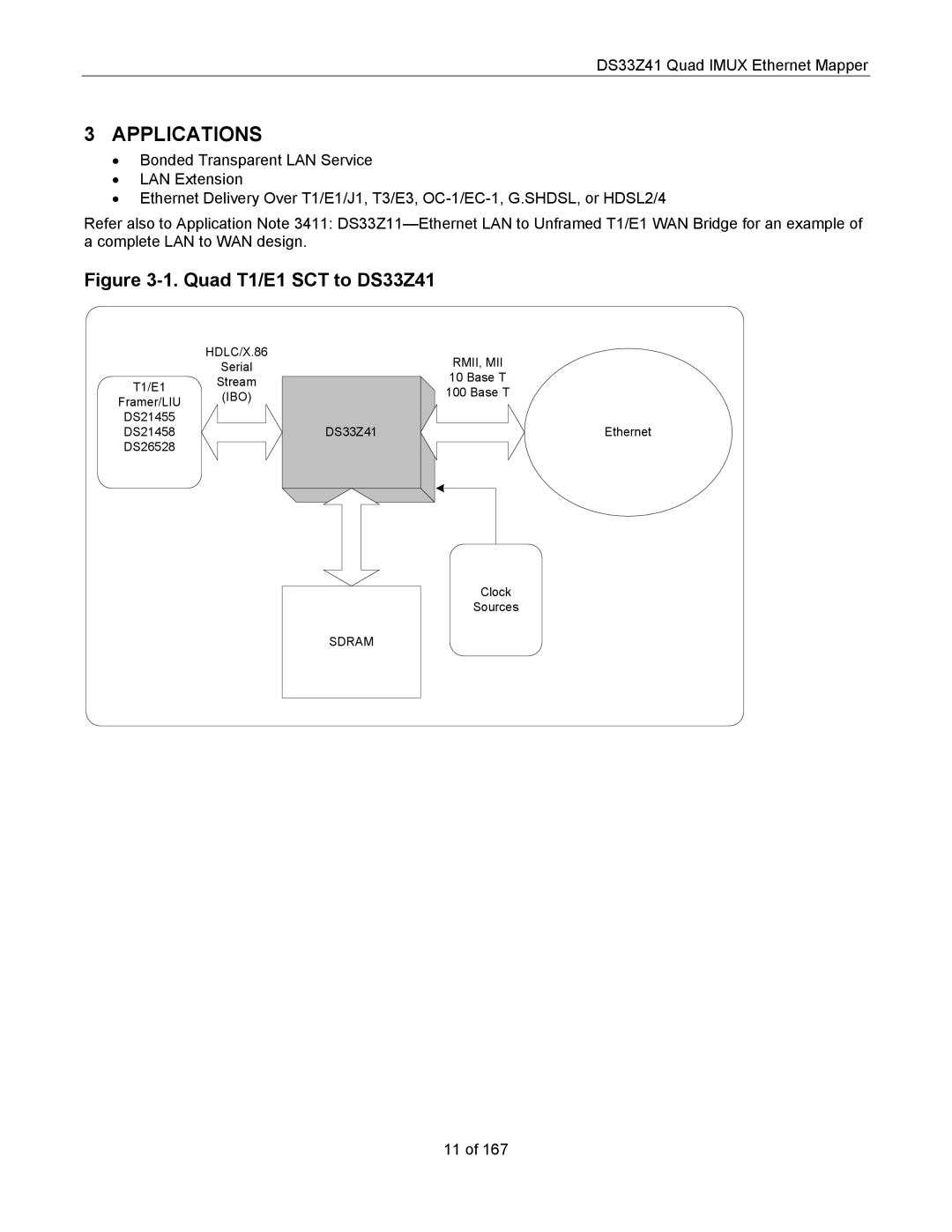 Maxim specifications Quad T1/E1 SCT to DS33Z41 