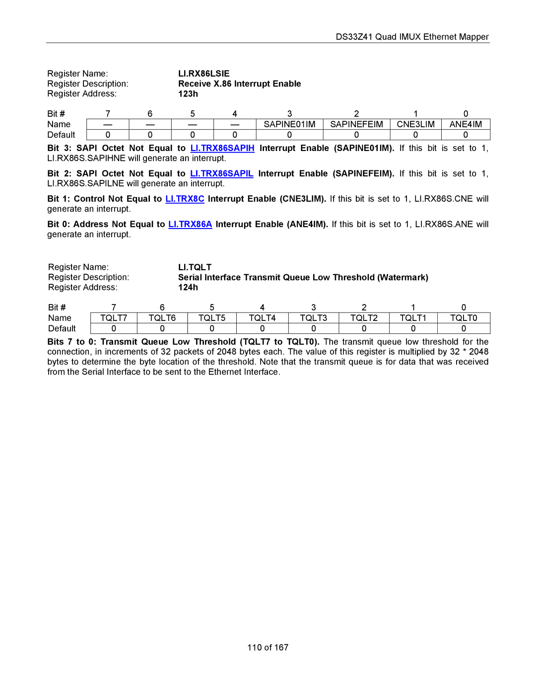 Maxim DS33Z41 specifications LI.RX86LSIE, Li.Tqlt 