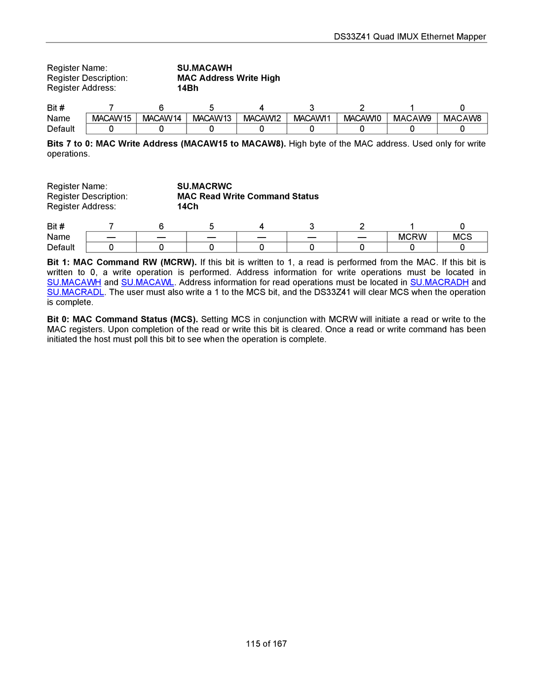 Maxim DS33Z41 specifications Su.Macawh, Su.Macrwc 