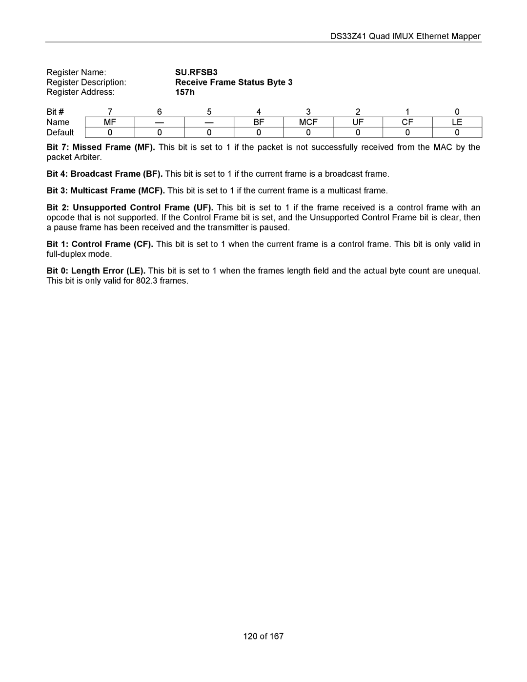 Maxim DS33Z41 specifications SU.RFSB3, 157h, Mcf 