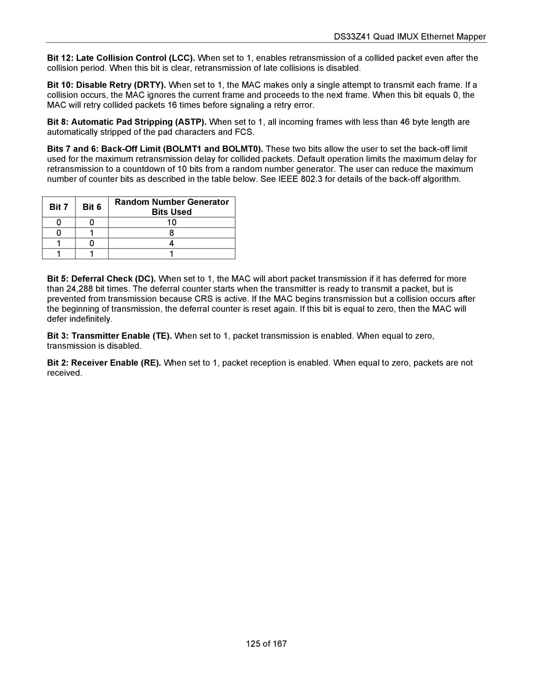 Maxim DS33Z41 specifications Bit Random Number Generator Bits Used 