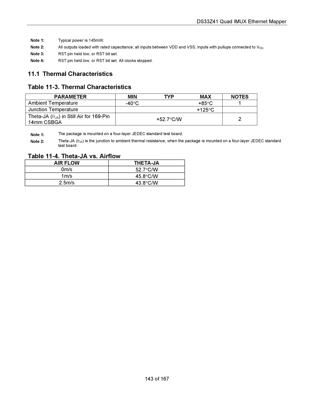 Maxim DS33Z41 Thermal Characteristics -3. Thermal Characteristics, Theta-JA vs. Airflow, Parameter MIN TYP MAX 