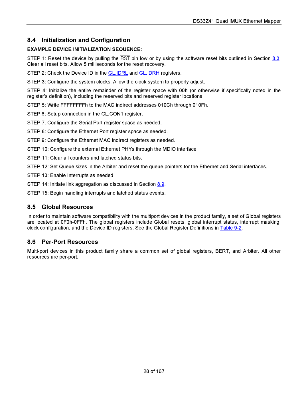 Maxim DS33Z41 specifications Initialization and Configuration, Global Resources, Per-Port Resources 