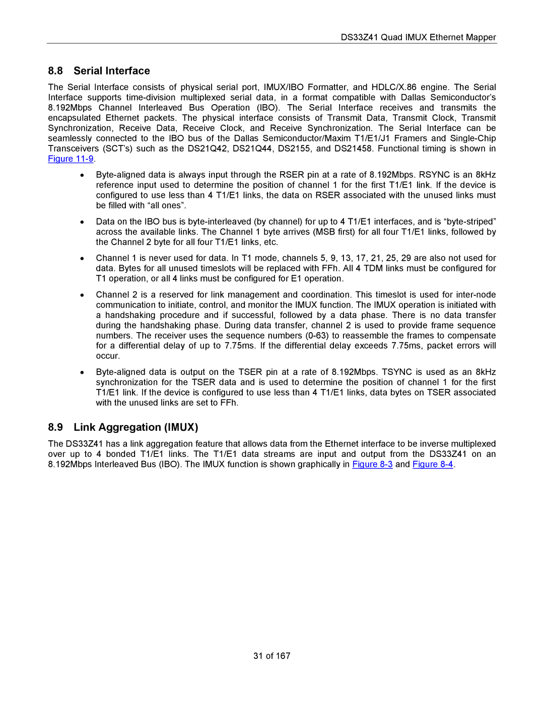 Maxim DS33Z41 specifications Serial Interface, Link Aggregation Imux 