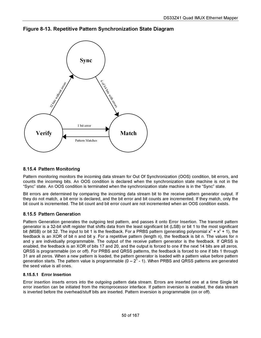 Maxim DS33Z41 specifications Pattern Monitoring, Pattern Generation, Error Insertion 