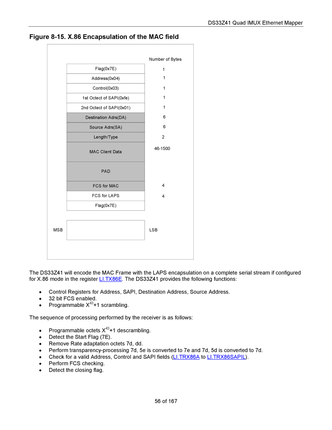 Maxim DS33Z41 specifications 15. X.86 Encapsulation of the MAC field 