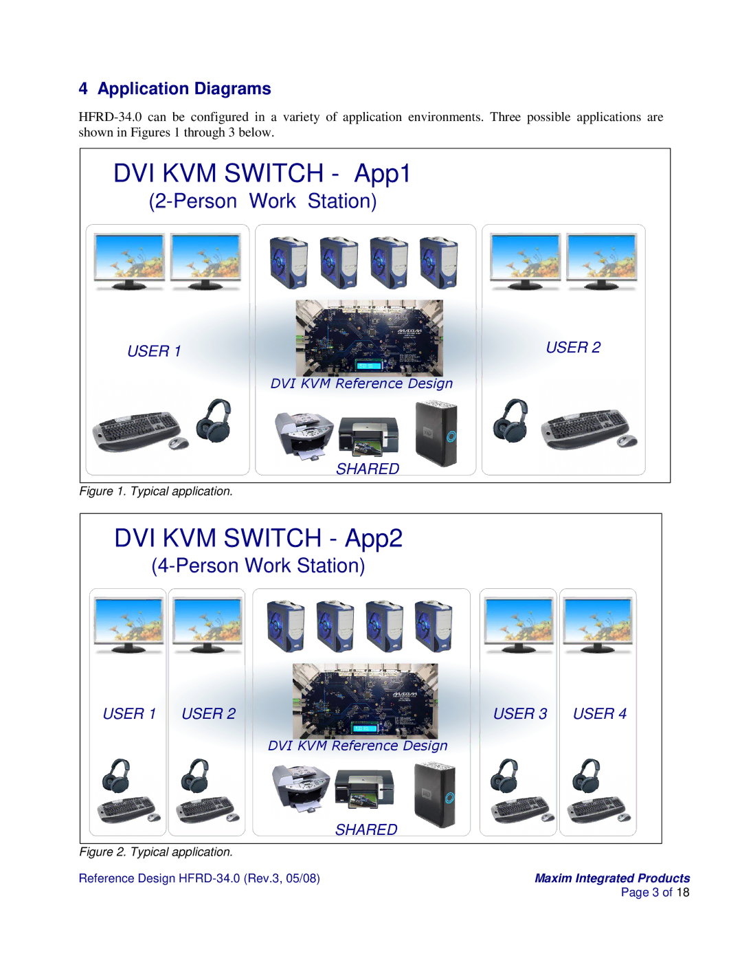 Maxim HFRD-34.0 manual DVI KVM Switch App1, Application Diagrams 