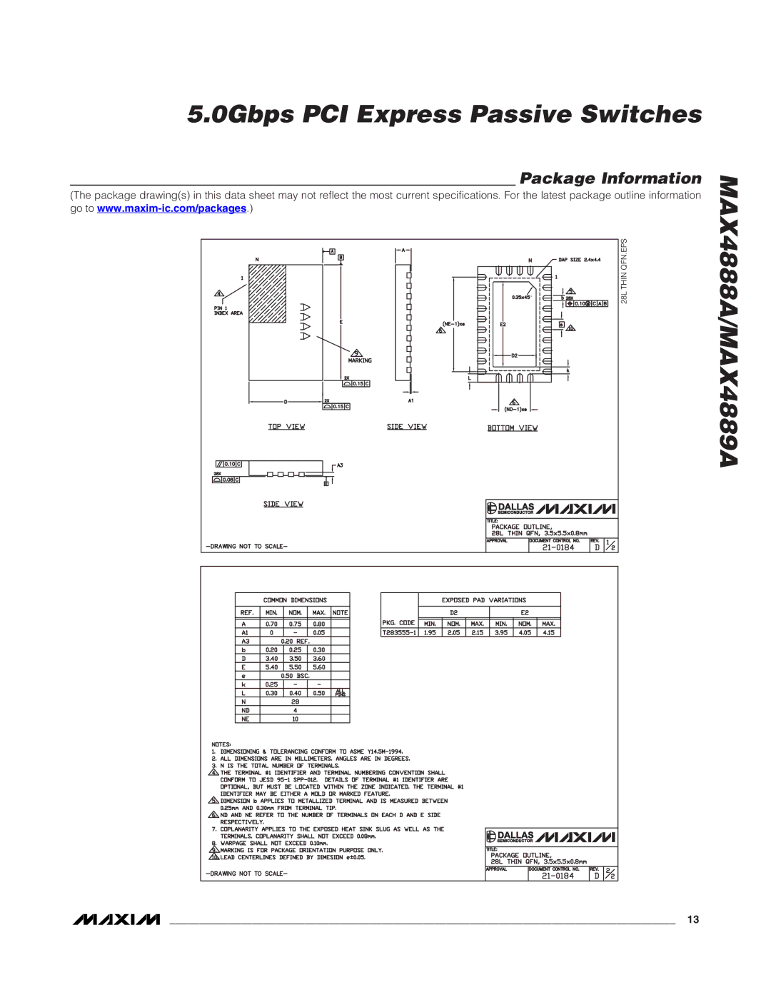 Maxim MAX4888A manual Package Information 