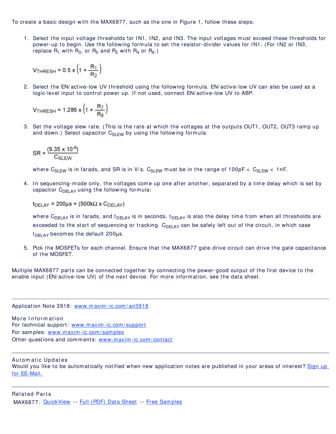 Maxim MAX6877 manual More Information Automatic Updates, Related Parts 