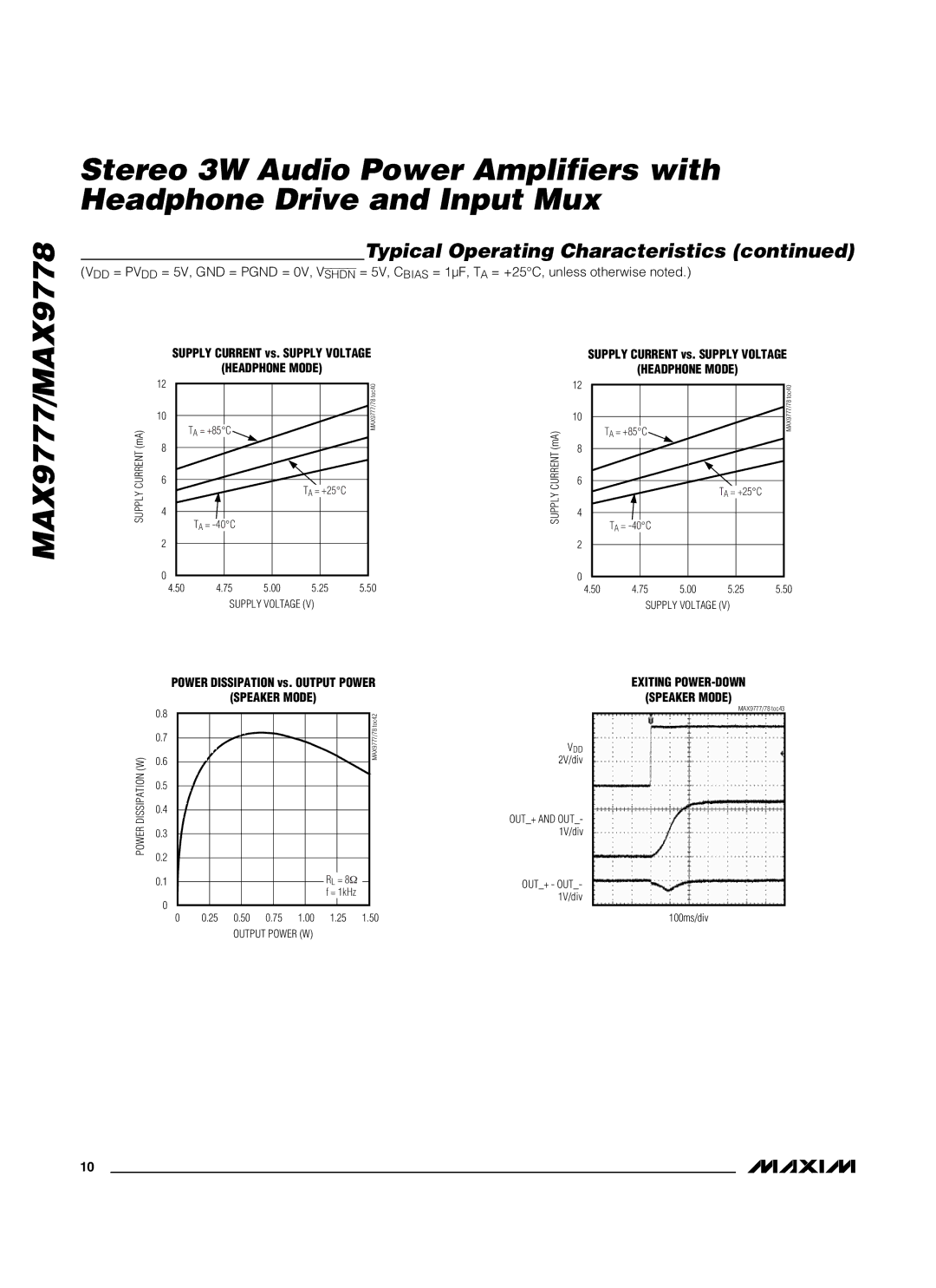 Maxim MAX9777, MAX9778 manual Power 