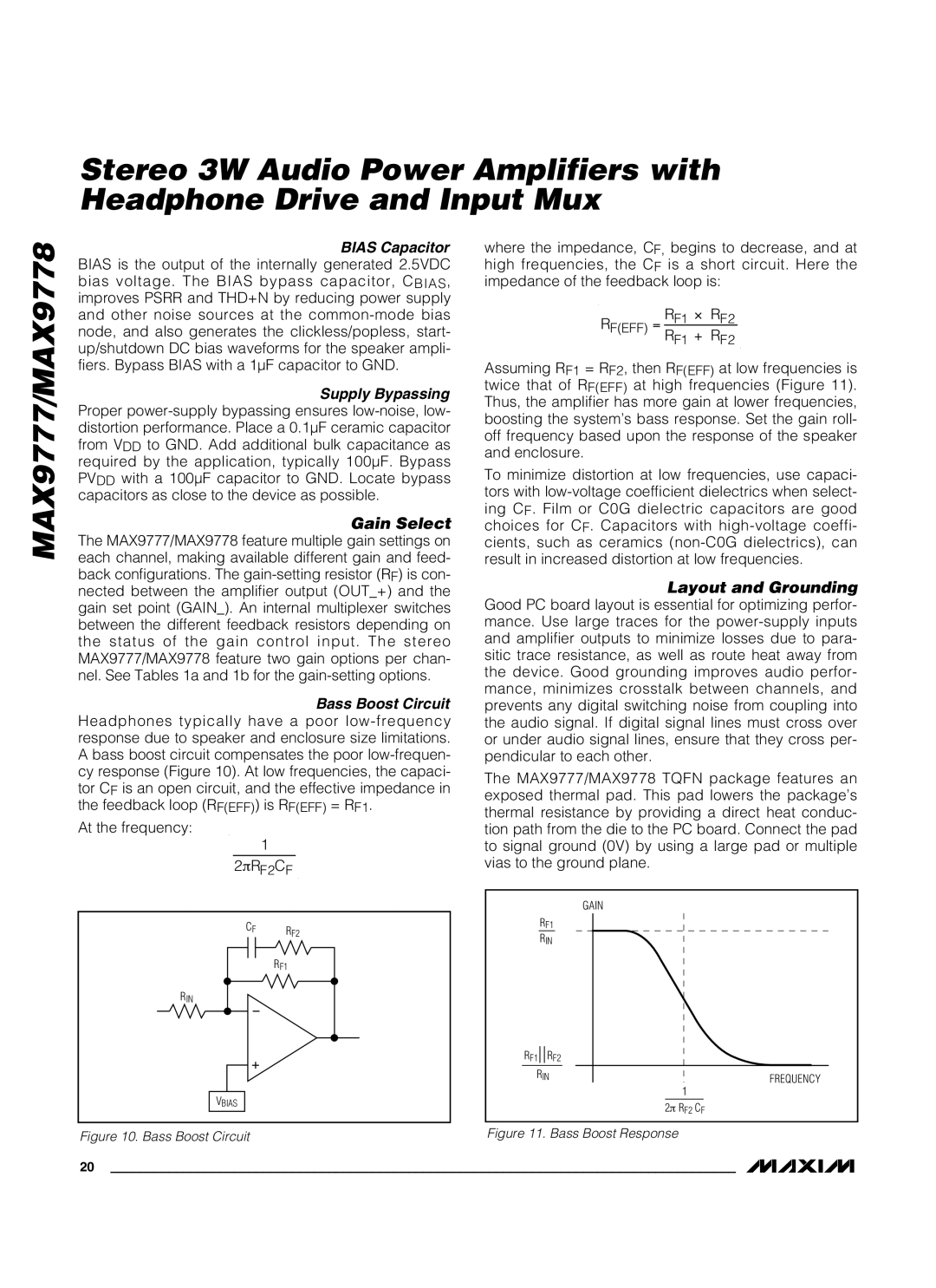 Maxim MAX9777, MAX9778 manual Gain Select, Layout and Grounding 