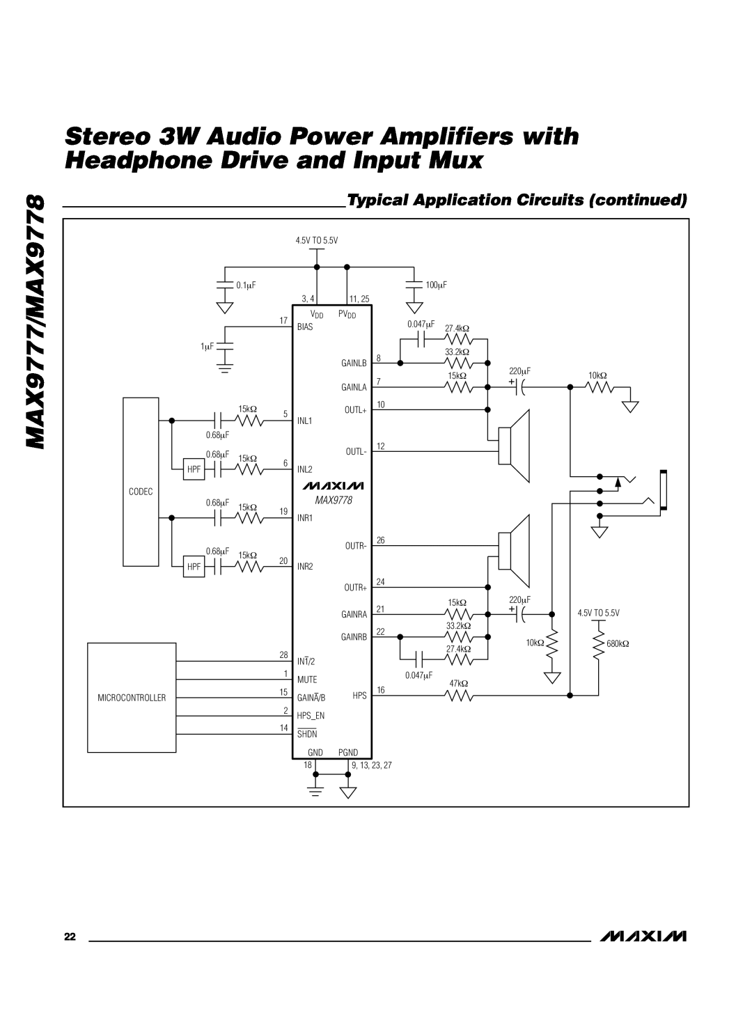 Maxim manual Typical Application Circuits continued, MAX9777/MAX9778 