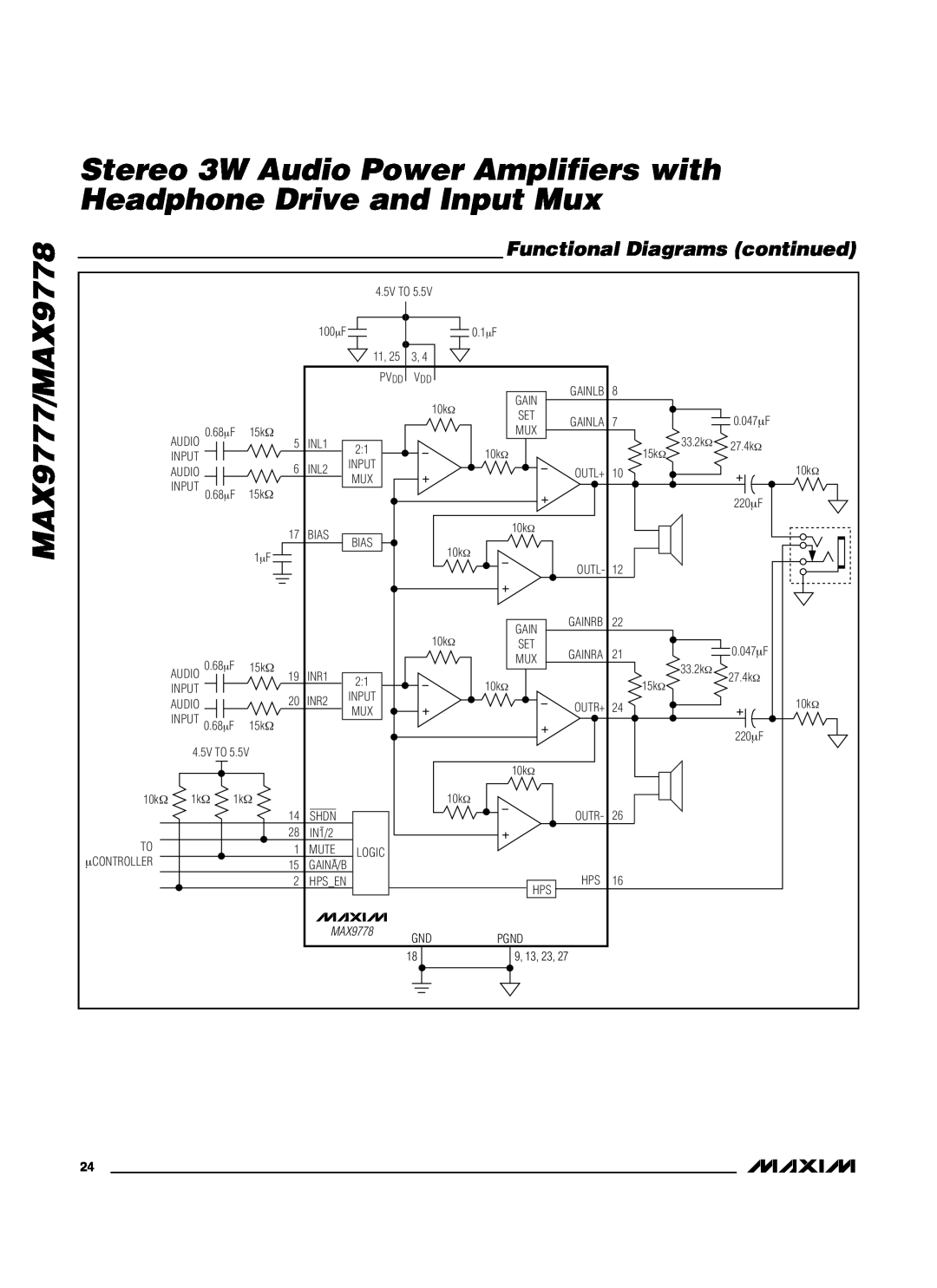 Maxim manual Functional Diagrams continued, MAX9777/MAX9778 