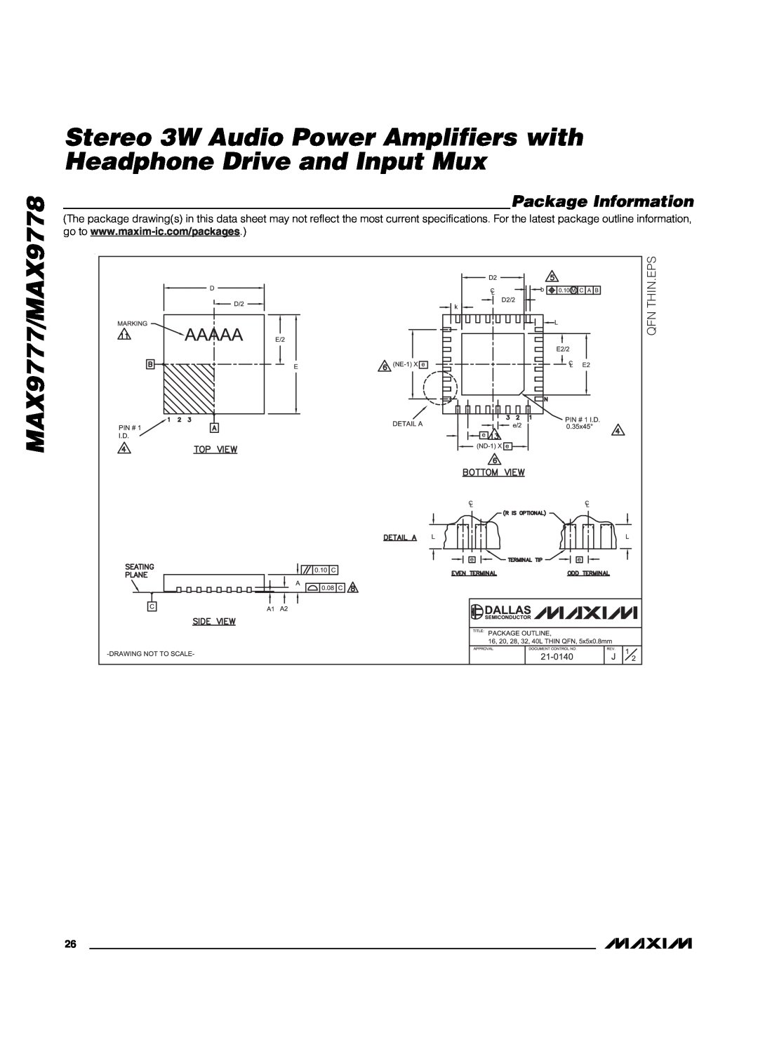 Maxim manual Package Information, MAX9777/MAX9778, Qfn Thin.Eps 