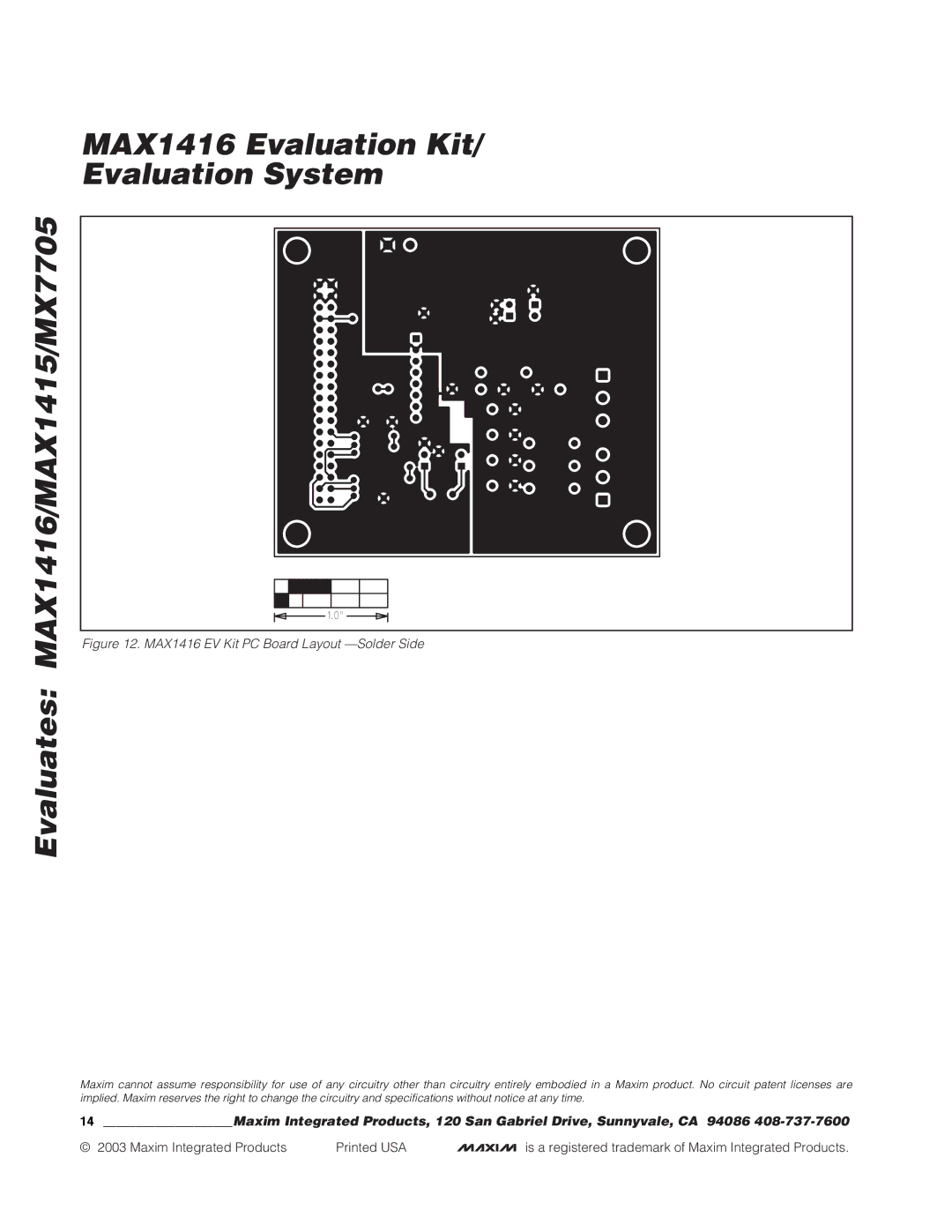 Maxim MAX1416EVC16, MX7705EUE, MAX1415EUE manual MAX1416 EV Kit PC Board Layout -Solder Side 