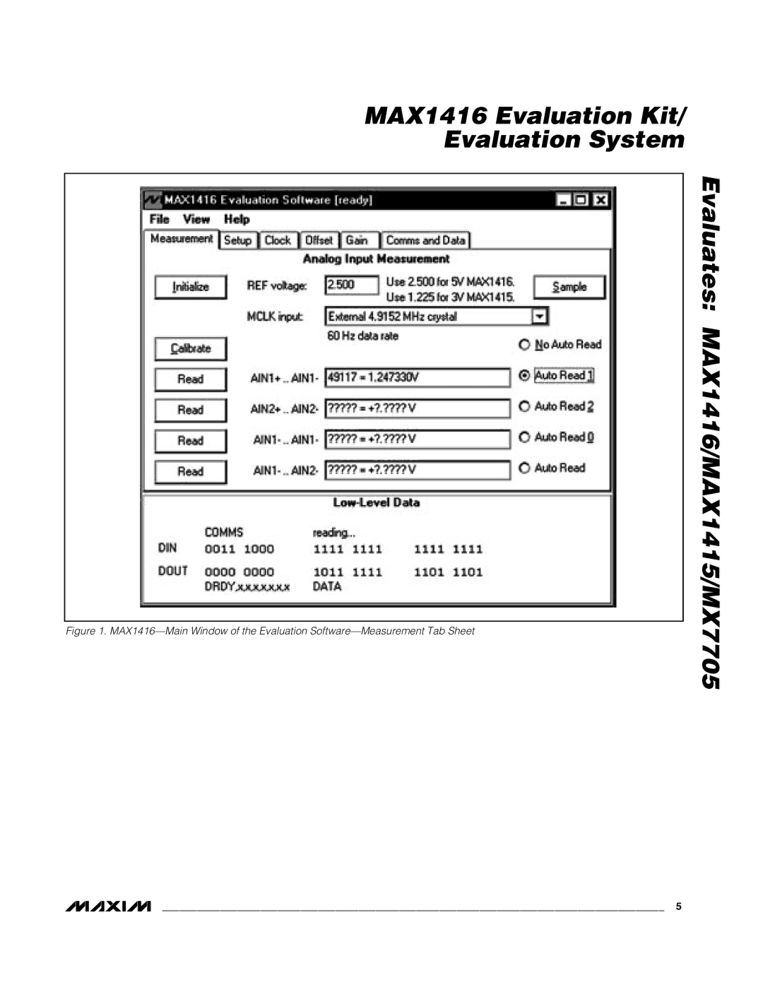 Maxim MAX1415EUE, MAX1416EVC16, MX7705EUE manual MAX1416 Evaluation Kit Evaluation System 