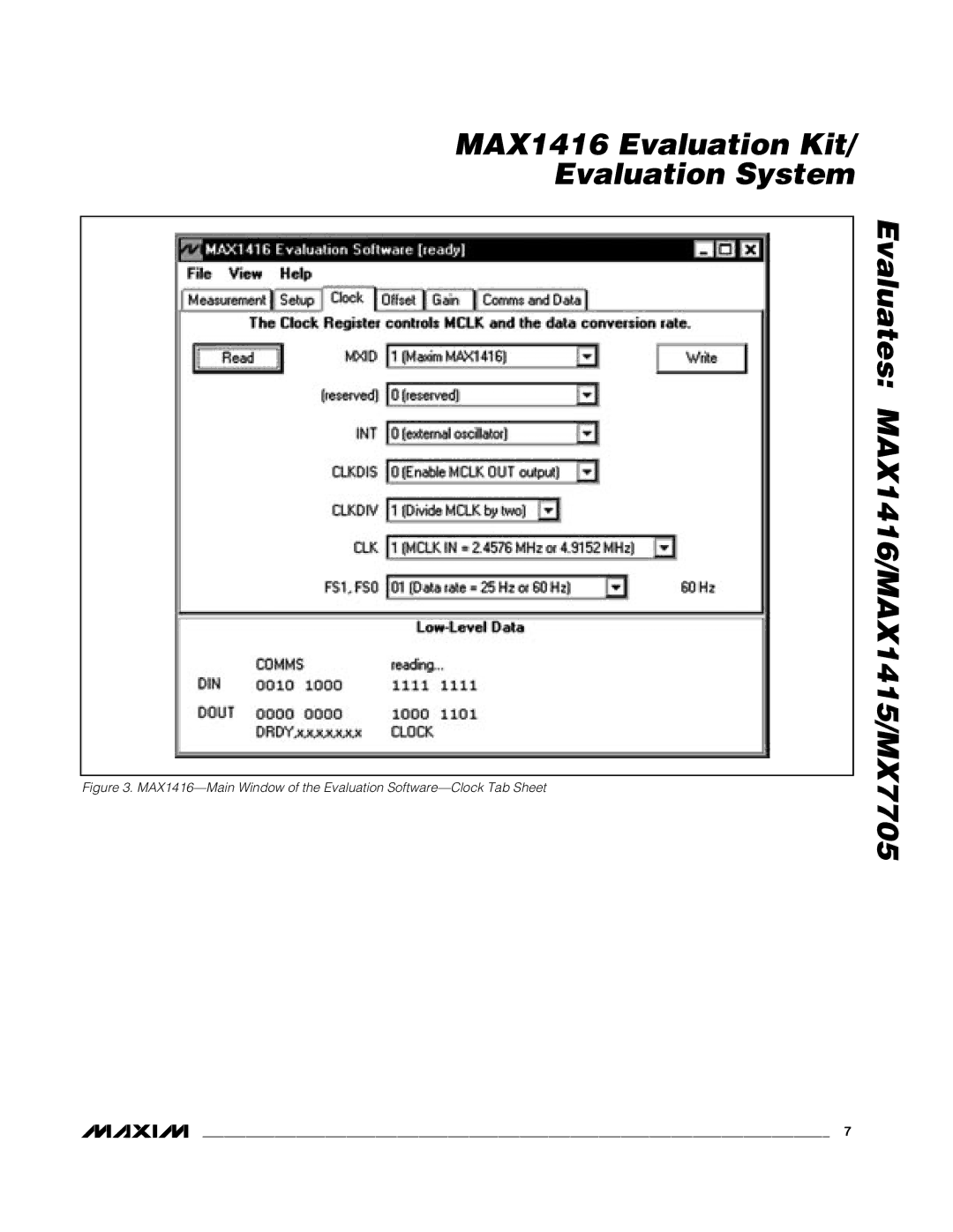 Maxim MAX1416EVC16, MX7705EUE, MAX1415EUE manual MAX1416 Evaluation Kit Evaluation System 