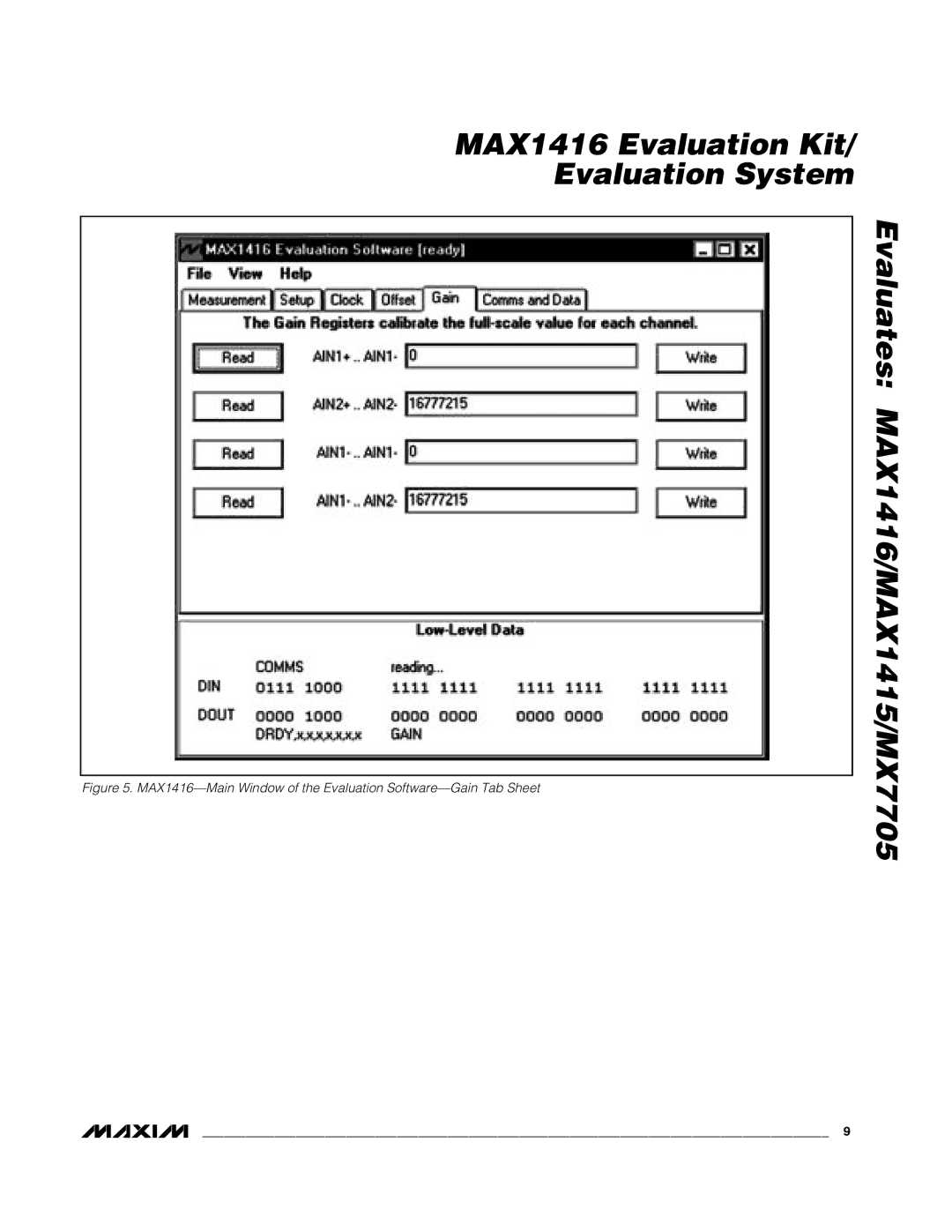 Maxim MX7705EUE, MAX1416EVC16, MAX1415EUE manual MAX1416 Evaluation Kit Evaluation System 