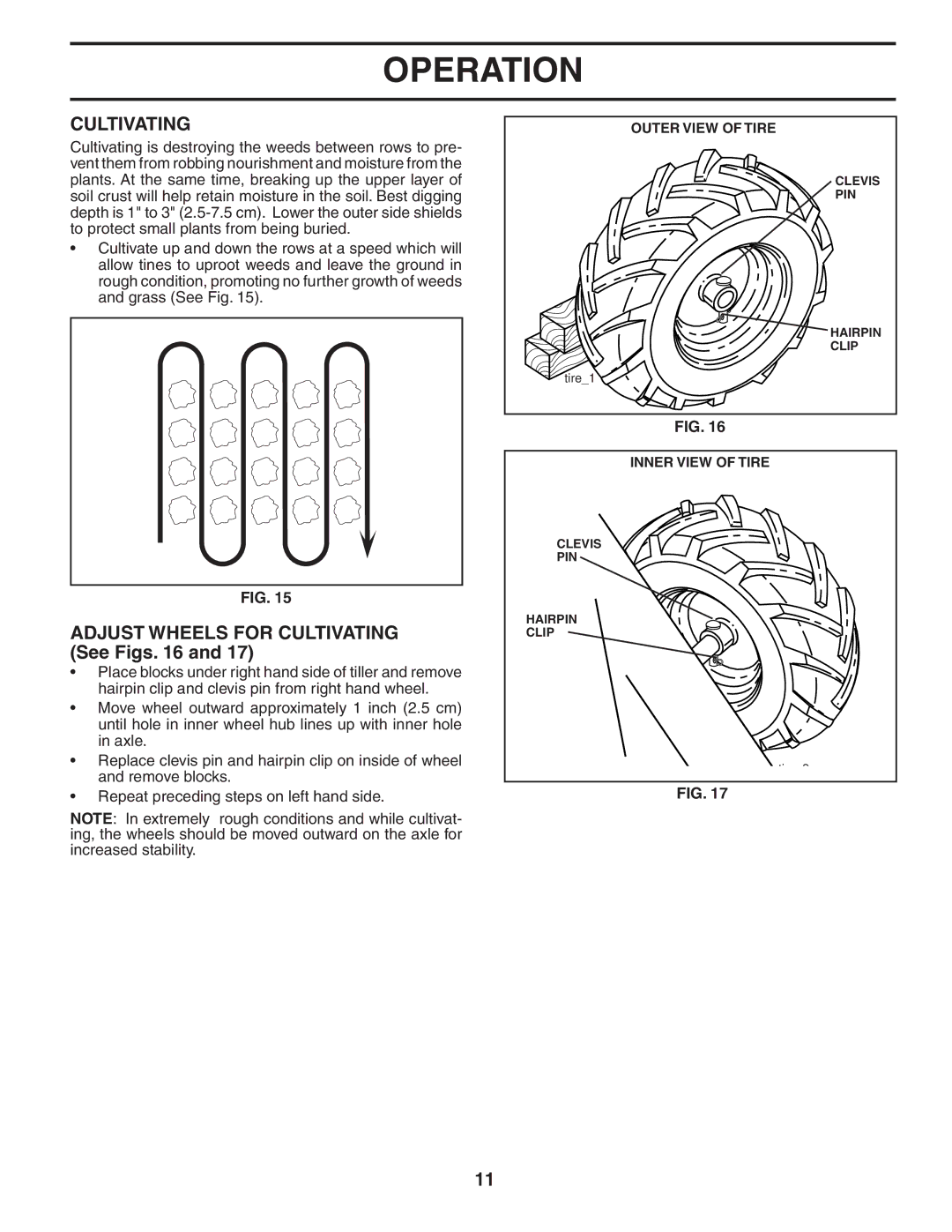 Maxim MXR500 owner manual Adjust Wheels for Cultivating See Figs 