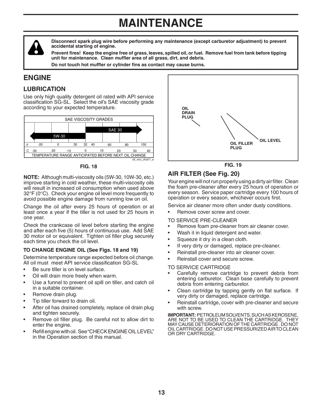 Maxim MXR500 owner manual Engine, AIR Filter See Fig 