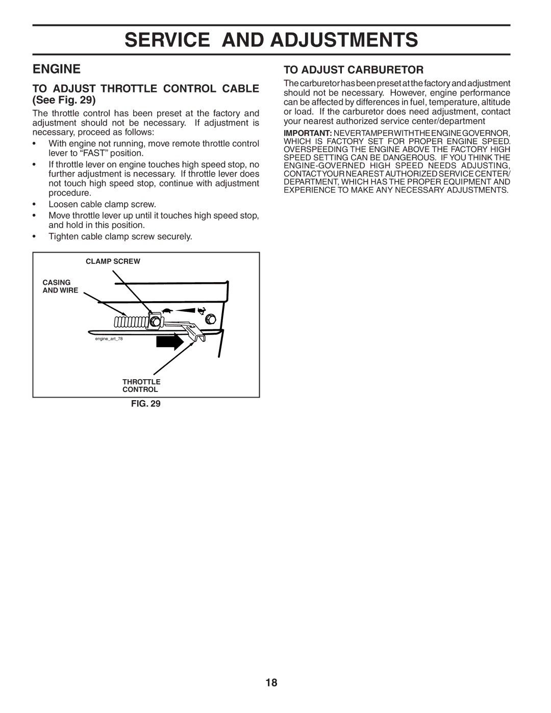 Maxim MXR500 owner manual To Adjust Throttle Control Cable See Fig, To Adjust Carburetor 