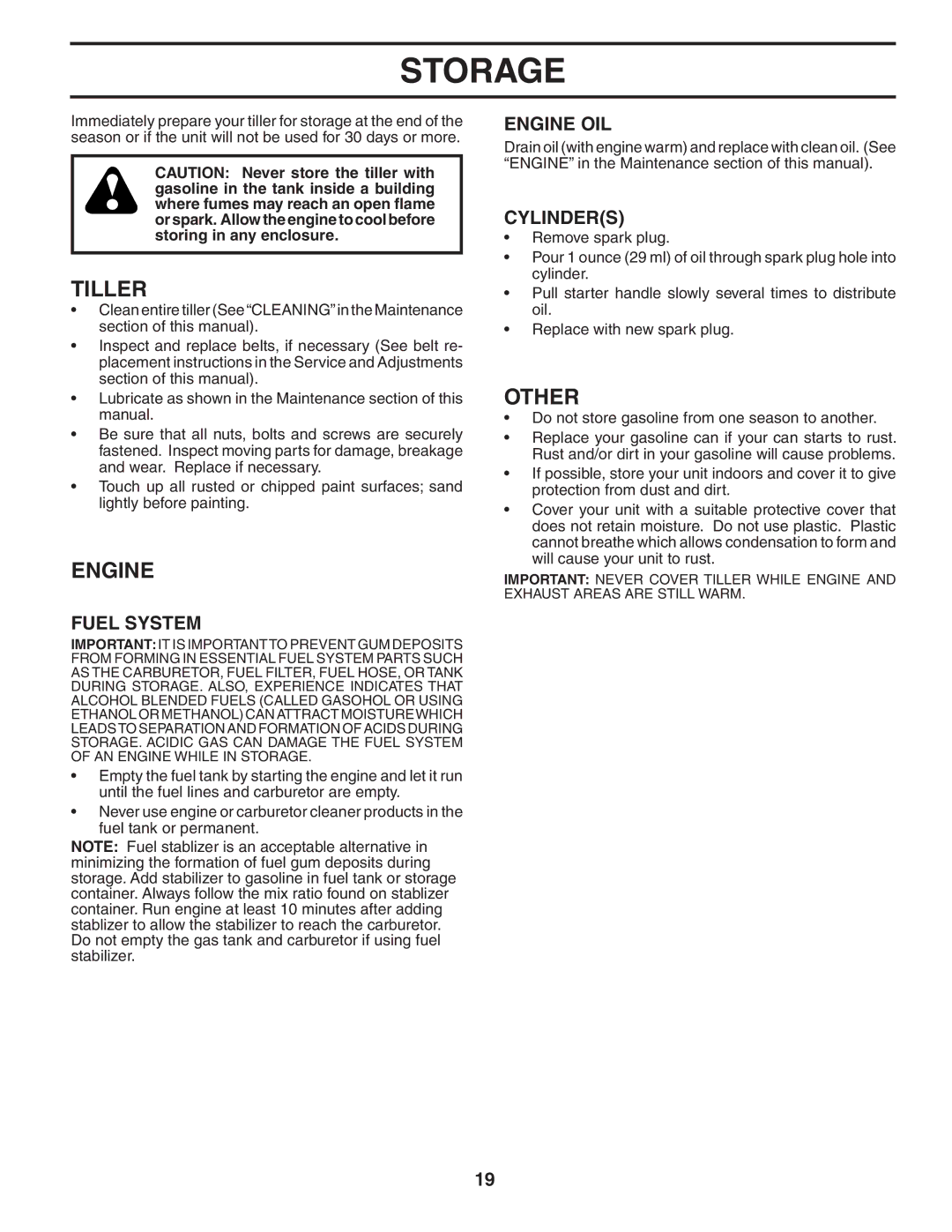 Maxim MXR500 owner manual Storage, Other, Fuel System, Engine OIL, Cylinders 