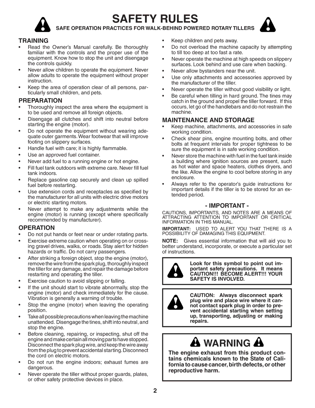 Maxim MXR500 owner manual Safety Rules, Training, Preparation, Operation, Maintenance and Storage 