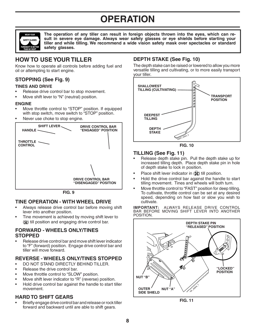 Maxim MXR500 owner manual HOW to USE Your Tiller, Tine Operation with Wheel Drive, Forward Wheels ONLY/TINES Stopped 