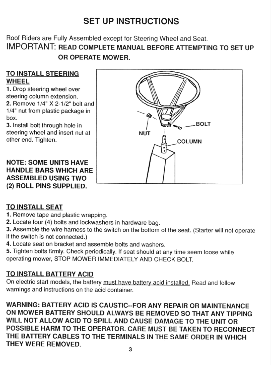 Maxim Riding Mower manual 