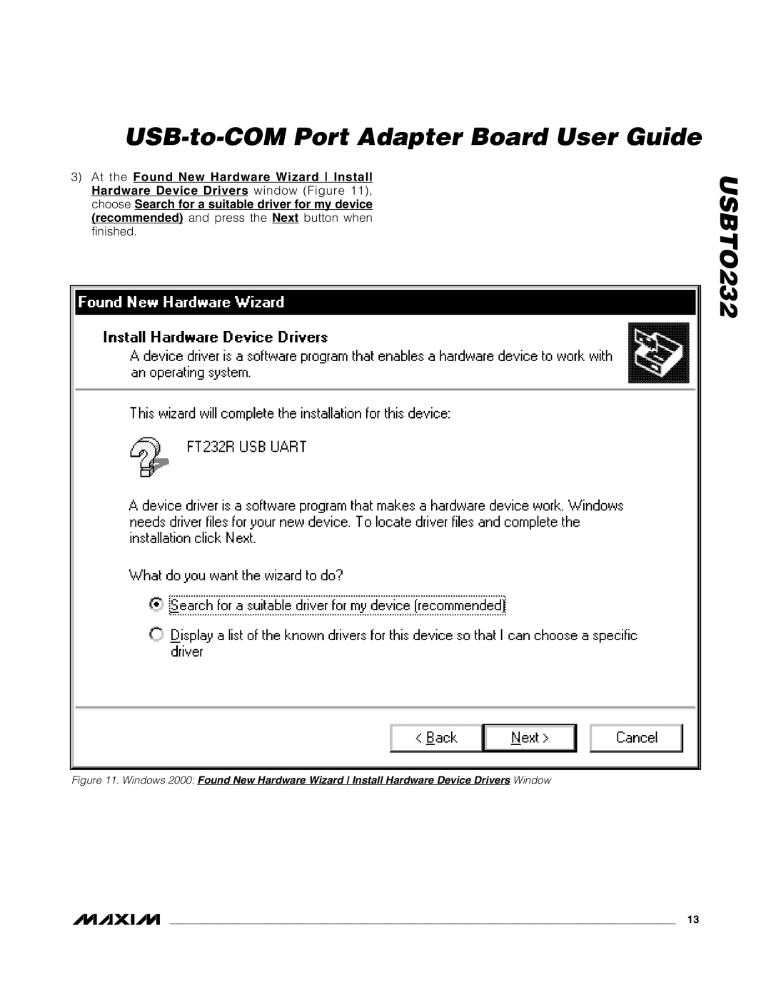 Maxim USBTO232 quick start 