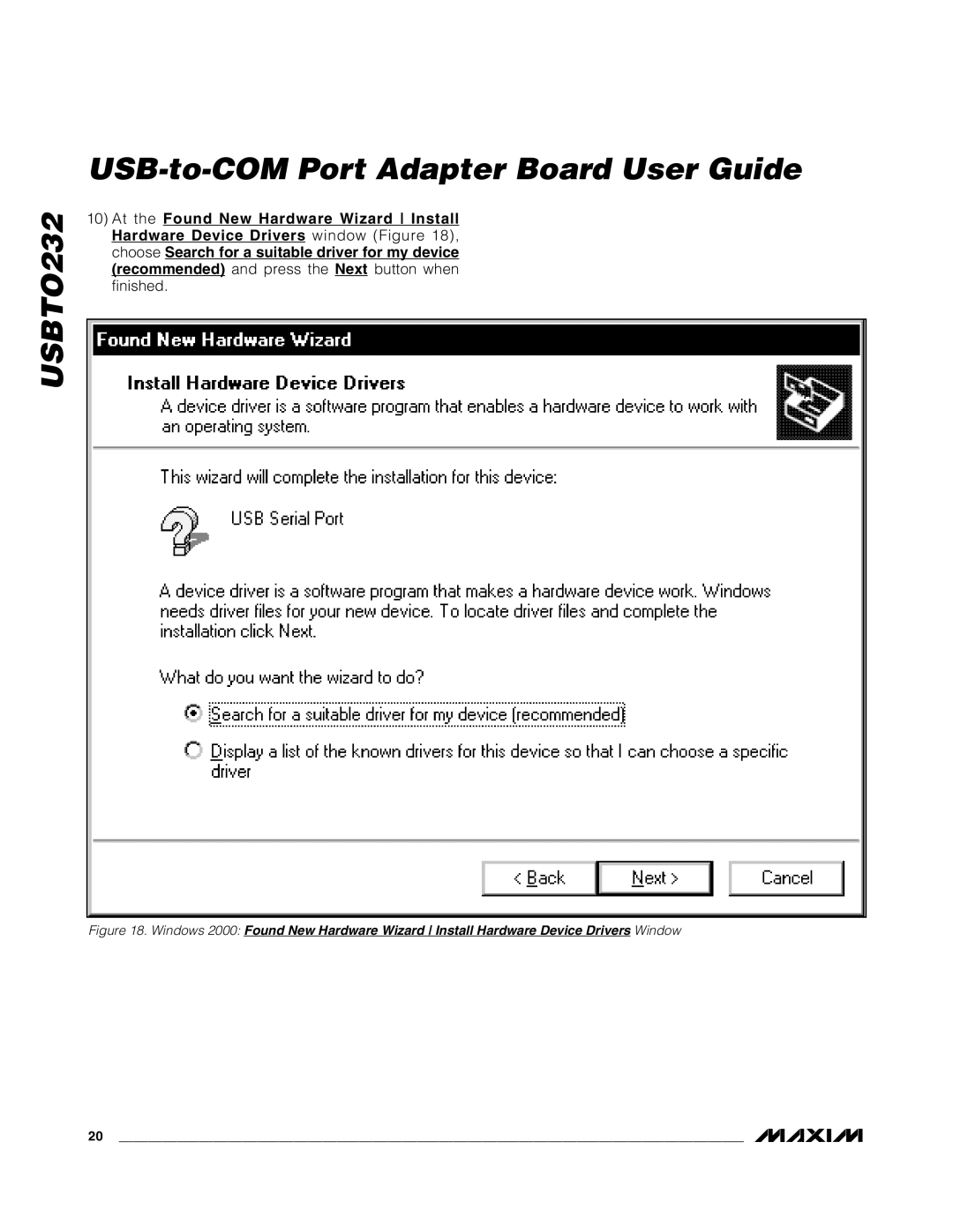 Maxim USBTO232 quick start 