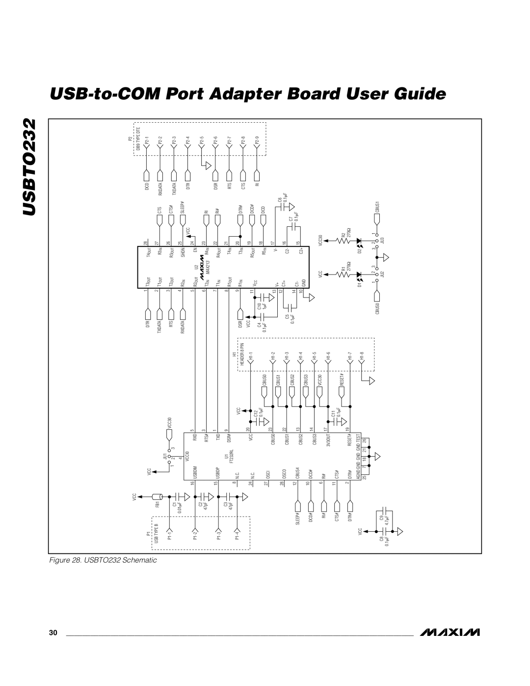 Maxim USBTO232 quick start USB-to-COM Port AdapterBoardUserGuide 