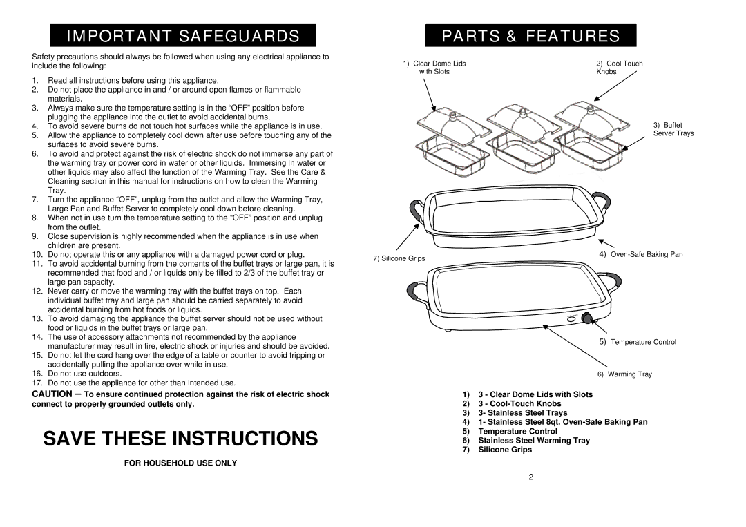 Maximatic EWM-9933 warranty Important SAFEGUARDS…, Parts & FEATURES… 