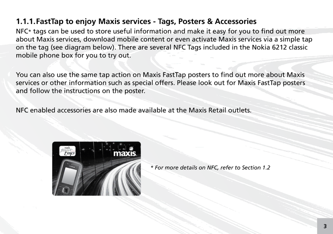 Maxis 73315-V manual FastTap to enjoy Maxis services Tags, Posters & Accessories 