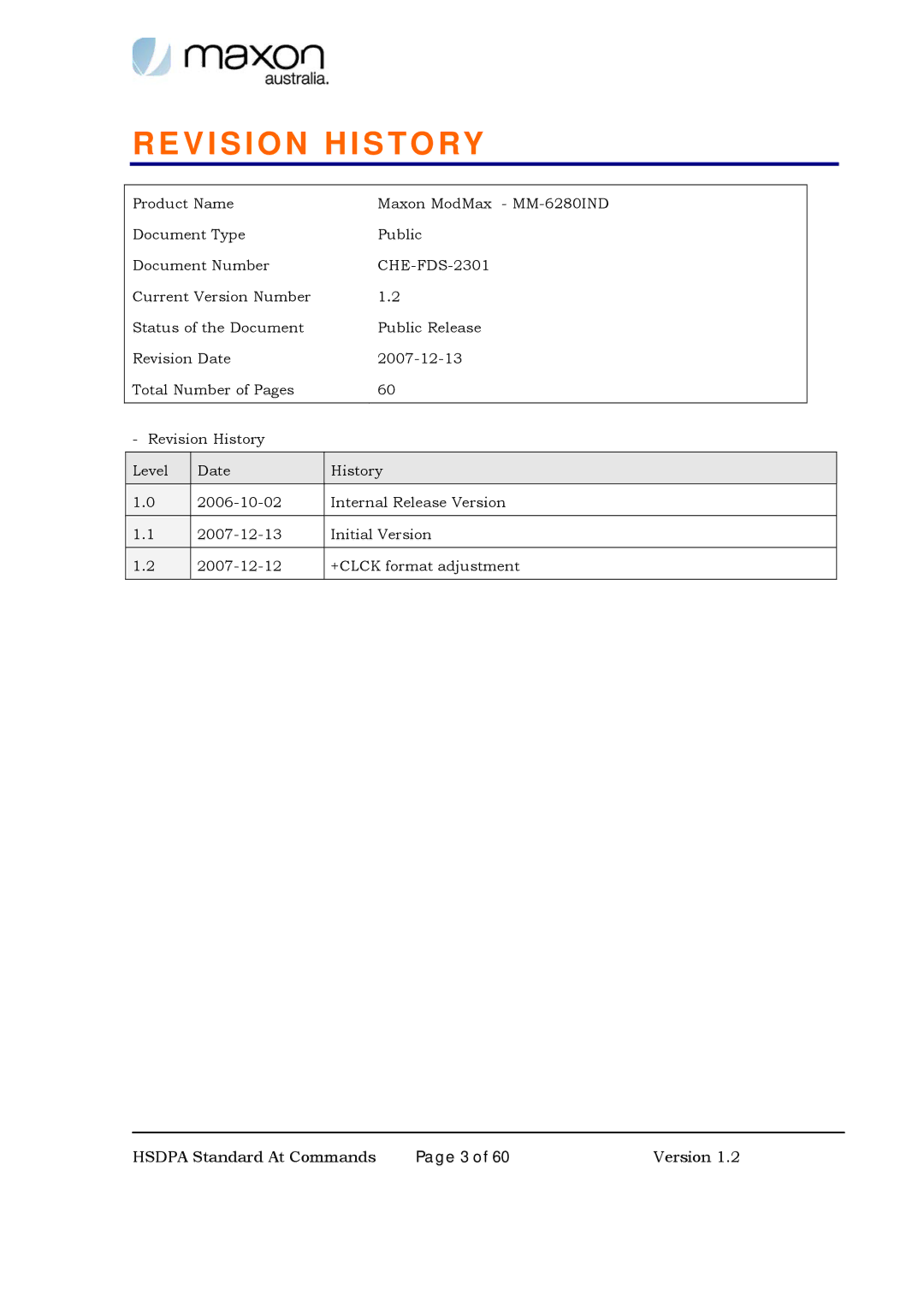 Maxon Telecom MM-6280IND manual Revision History 