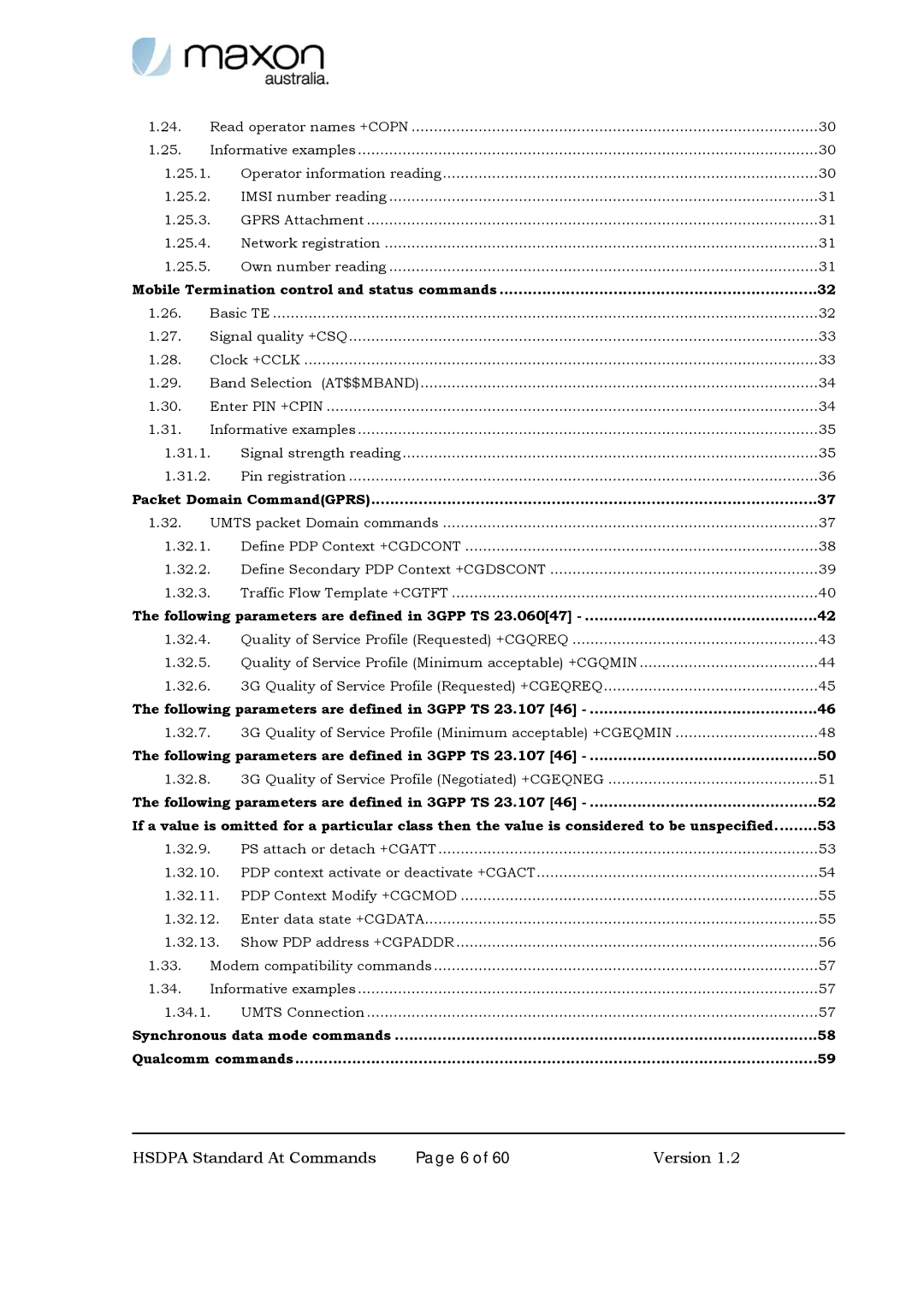 Maxon Telecom MM-6280IND manual Qualcomm commands 