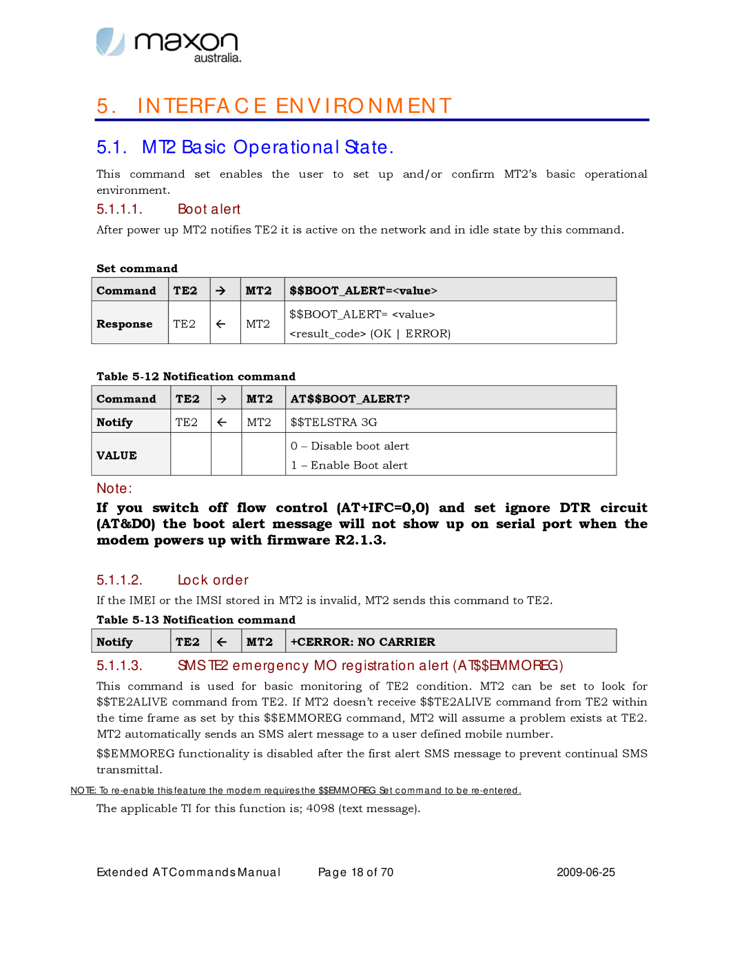 Maxon Telecom MM-6280IND manual Interface Environment, MT2 Basic Operational State, Boot alert, Lock order 