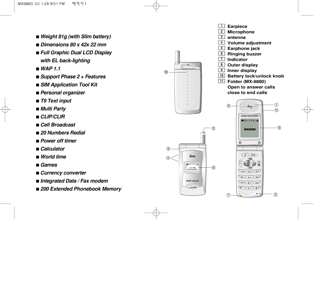 Maxon Telecom MX-6880 dimensions Clip/Clir 