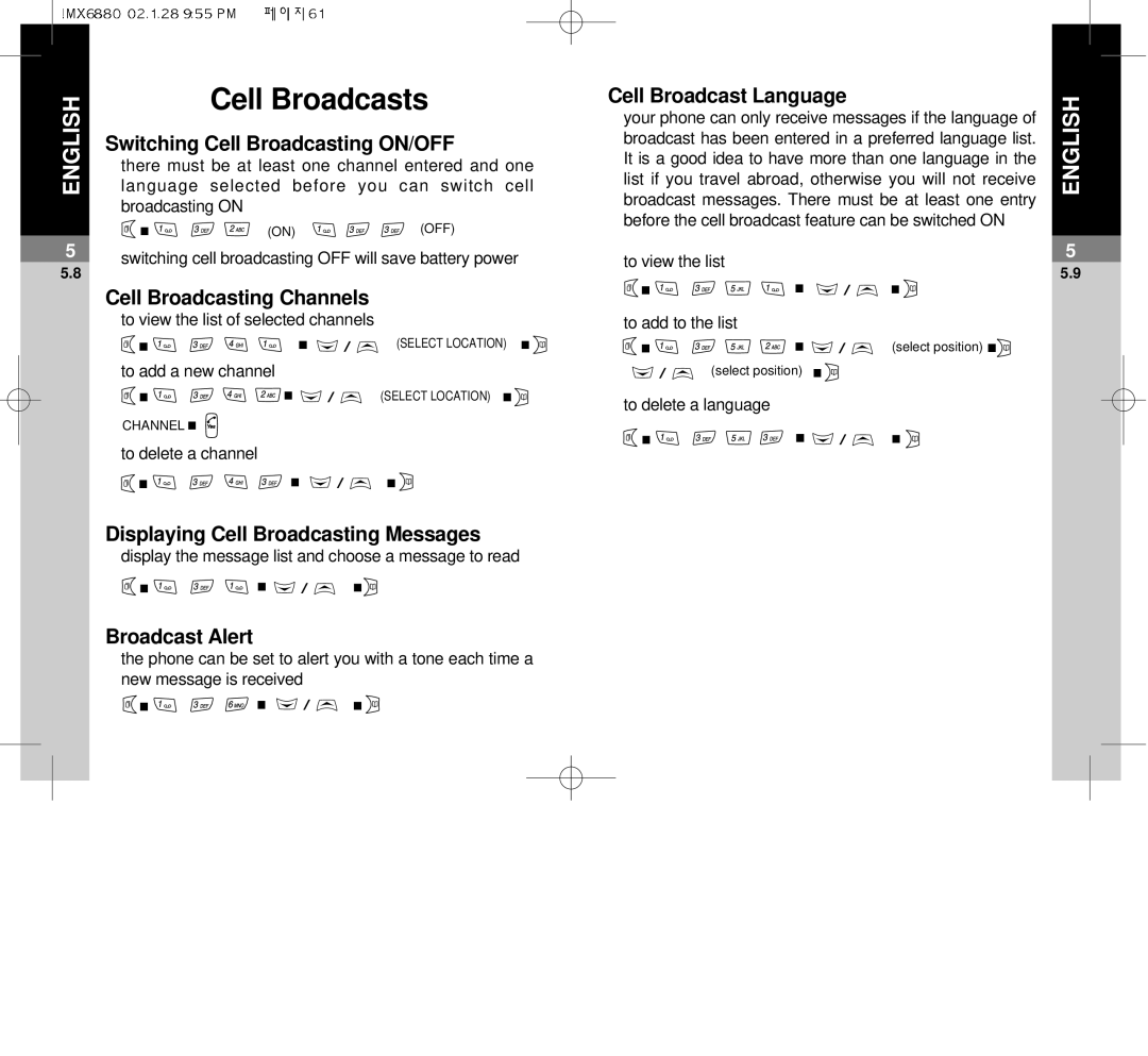 Maxon Telecom MX-6880 dimensions Cell Broadcasts 