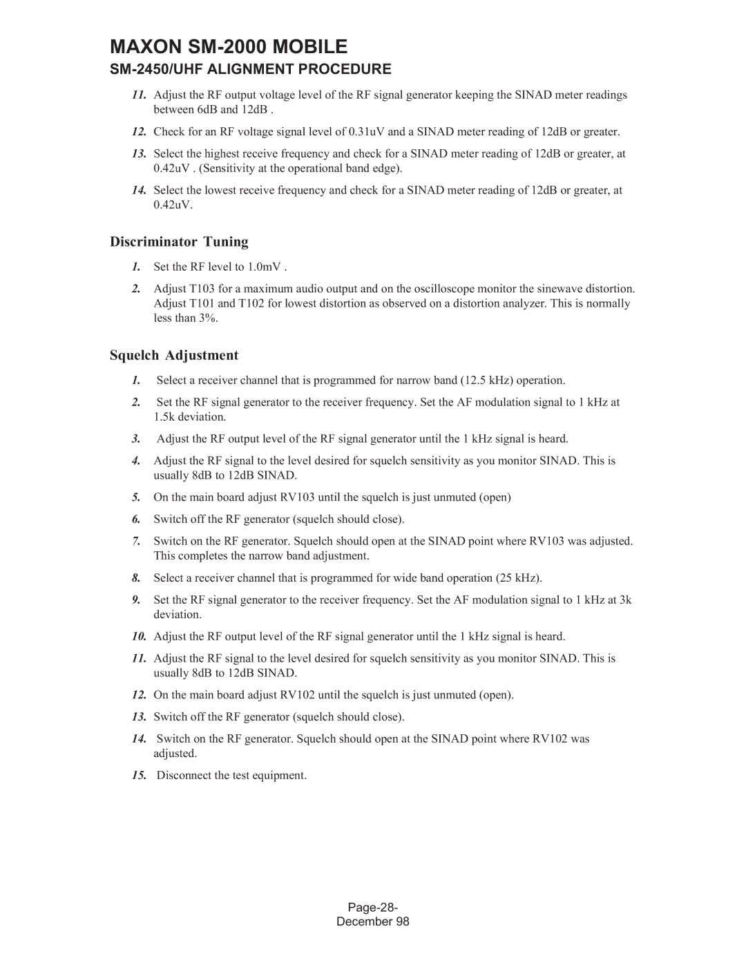 Maxon Telecom SM-2000 service manual Page-28 December 