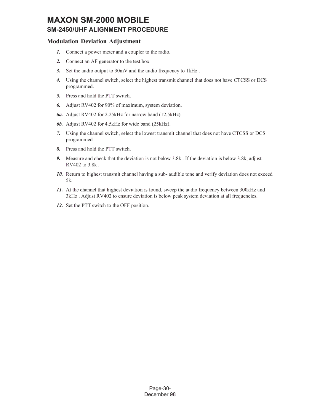 Maxon Telecom SM-2000 service manual Page-30 December 