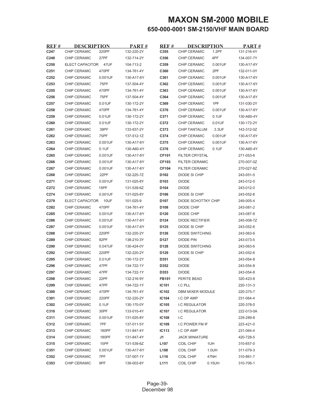 Maxon Telecom SM-2000 service manual Page-39 December 