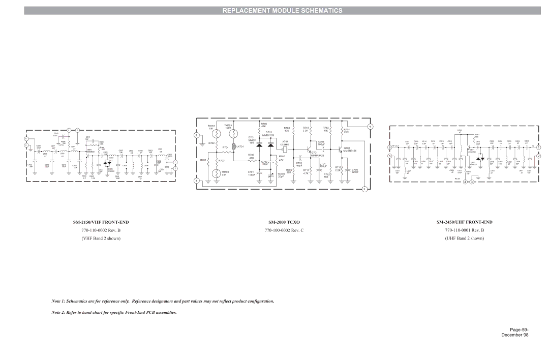 Maxon Telecom SM-2000 service manual Replacement Module Schematics, MMBV109 