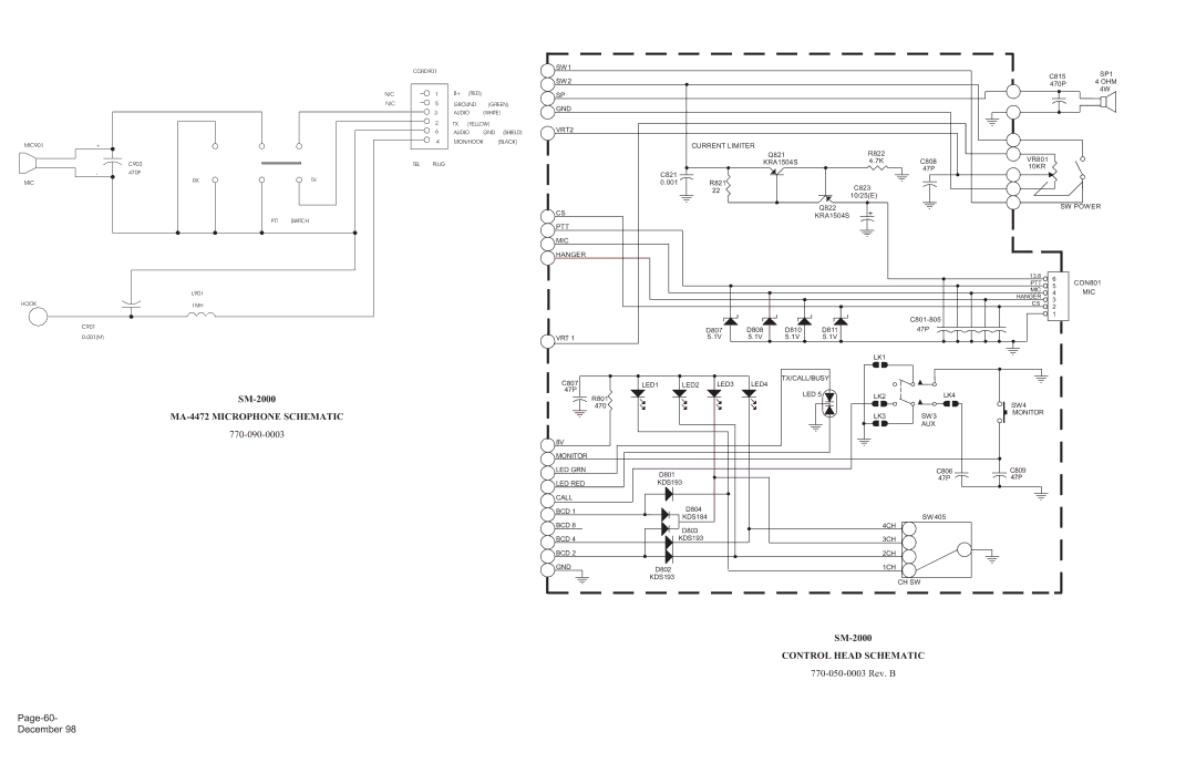 Maxon Telecom SM-2000 service manual MA-4472 Microphone Schematic 