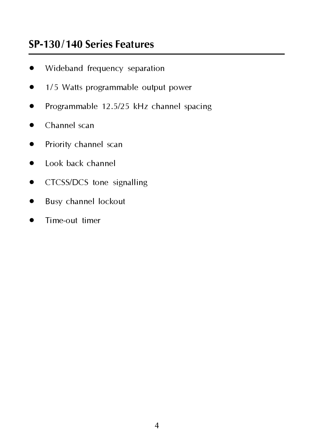 Maxon Telecom SP-140 operating instructions SP-130/140 Series Features 