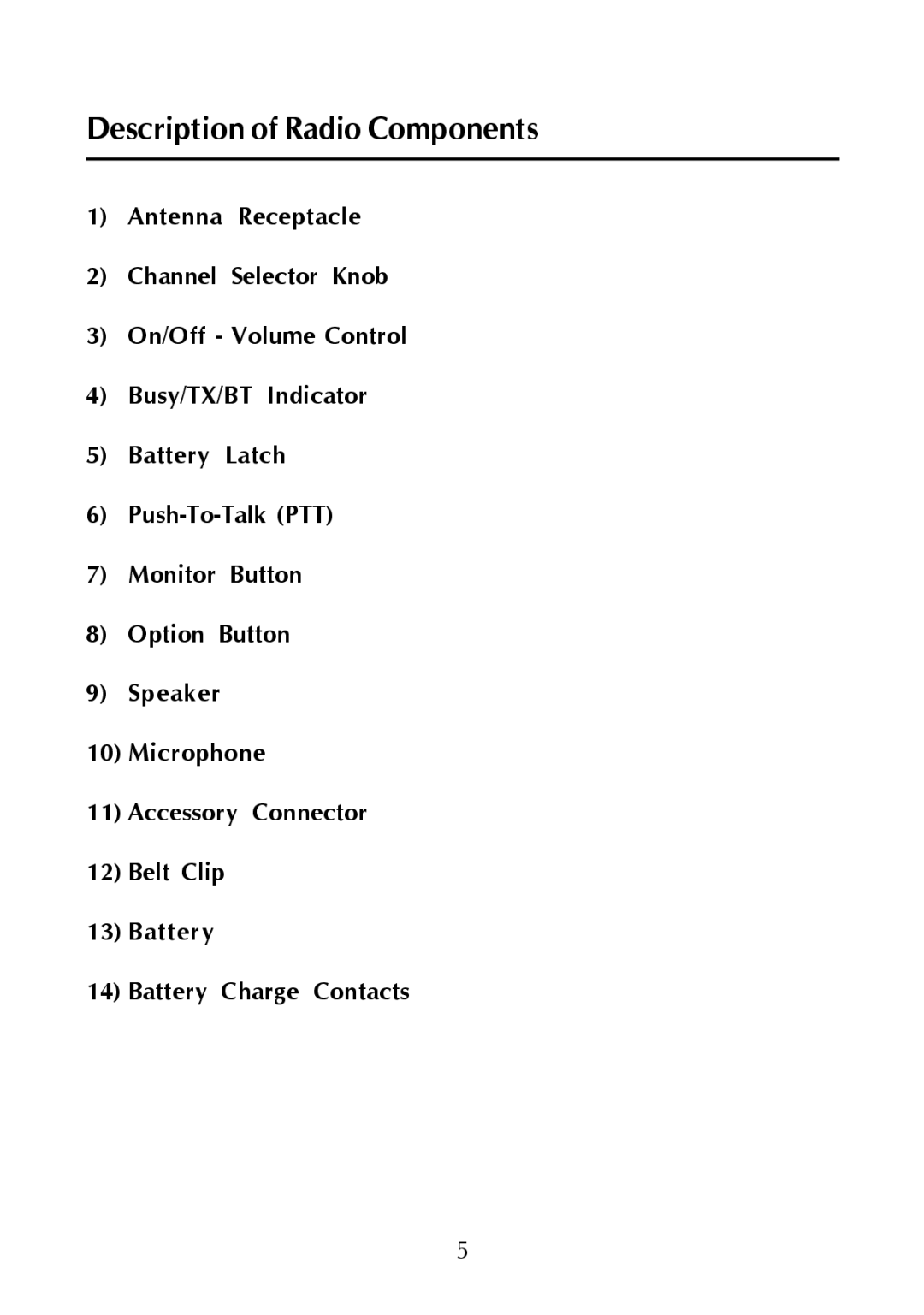 Maxon Telecom SP-130, SP-140 operating instructions Description of Radio Components 