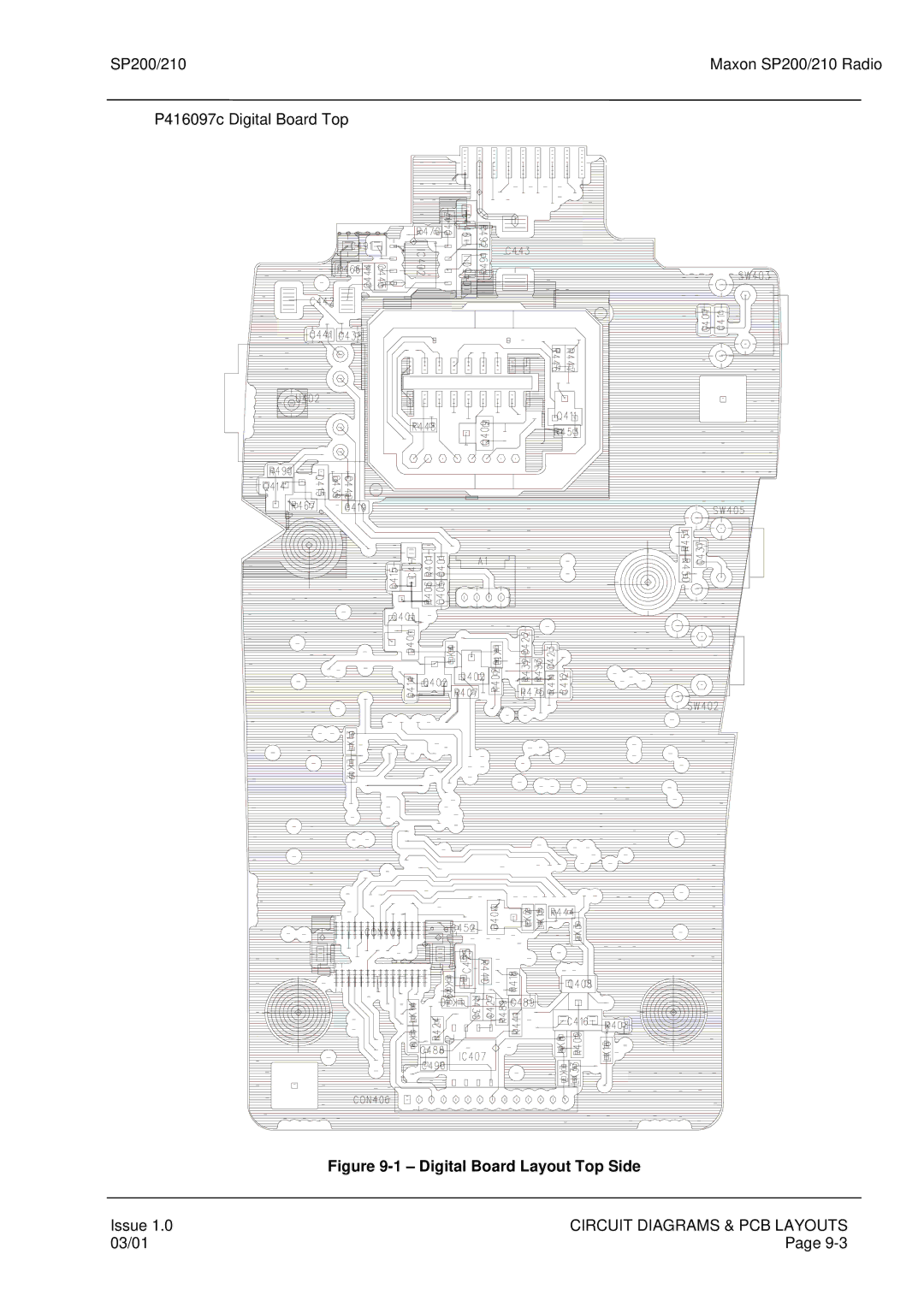 Maxon Telecom SP200, SP210 service manual Digital Board Layout Top Side 